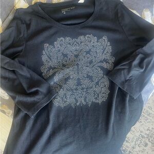 Black T-Shirt with Silver Embellishment